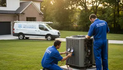 Professional AC repair technician servicing air conditioner unit in Alexandria VA