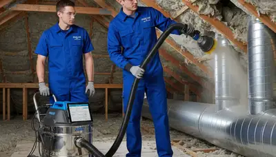 Technician cleaning air ducts for improved HVAC efficiency in Alexandria, VA home