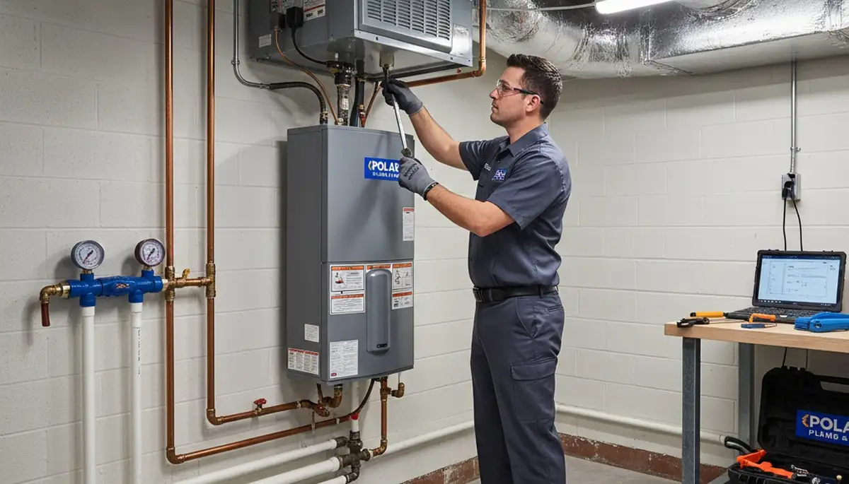 Plumber fixing residential pipe in Alexandria, VA for Five Star Cooling plumbing repair service
